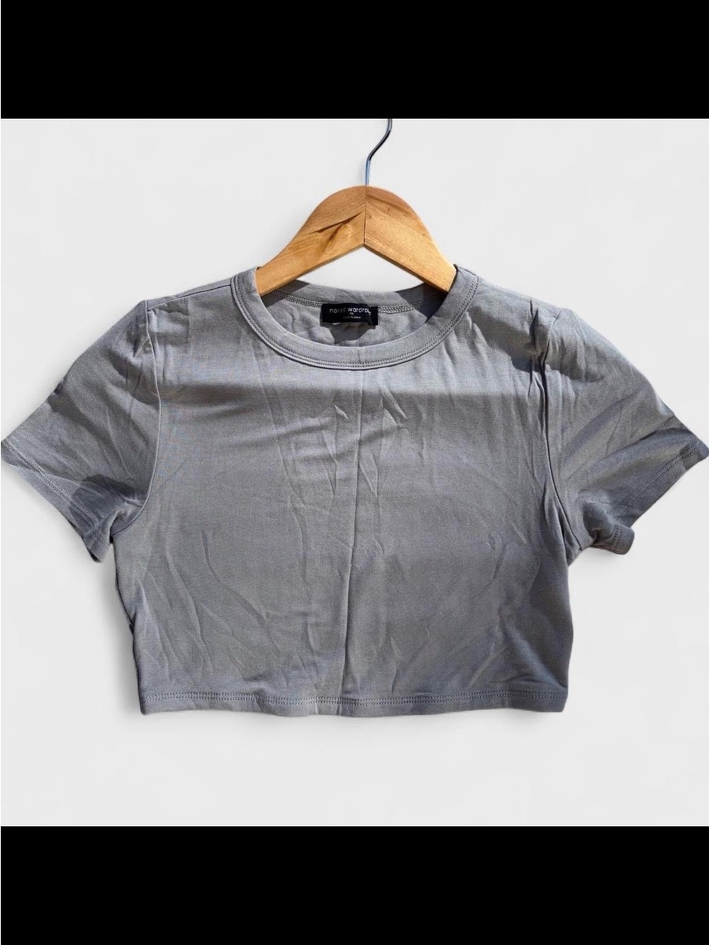 NEW Naked Wardrobe Modal Cropped Tee T-shirt Gray Women’s Soft crop top XS/M